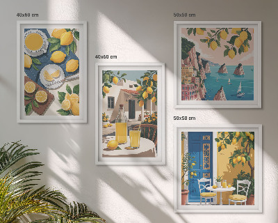 Set of 4 wall art pieces Patio Sun Lemonade