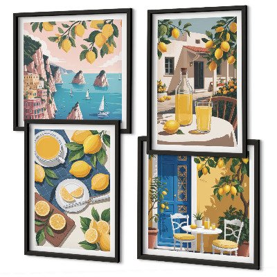 Set of 4 wall art pieces Patio Sun Lemonade
