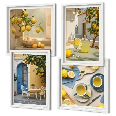 Multi-piece wall decor set lemons and lemonade with a blue door theme