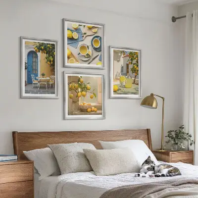 Multi-piece wall decor set lemons and lemonade with a blue door theme
