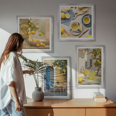 Multi-piece wall decor set Lemons lemonade blue door