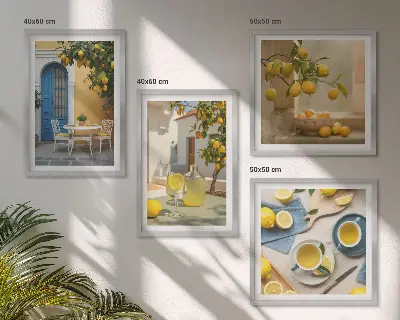 Multi-piece wall decor set lemons and lemonade with a blue door theme