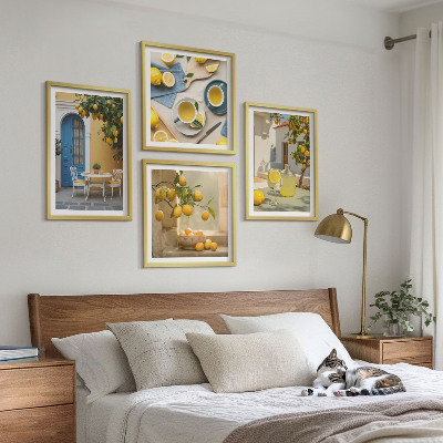 Multi-piece wall decor set Lemons lemonade blue door