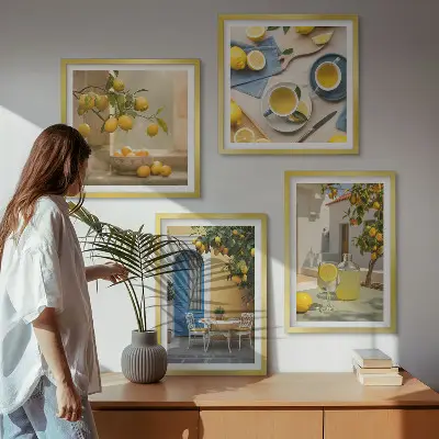 Multi-piece wall decor set lemons and lemonade with a blue door theme