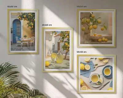 Multi-piece wall decor set lemons and lemonade with a blue door theme