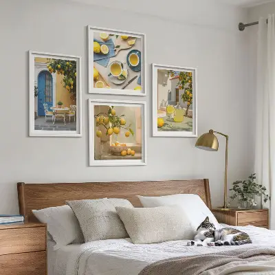 Multi-piece wall decor set lemons and lemonade with a blue door theme