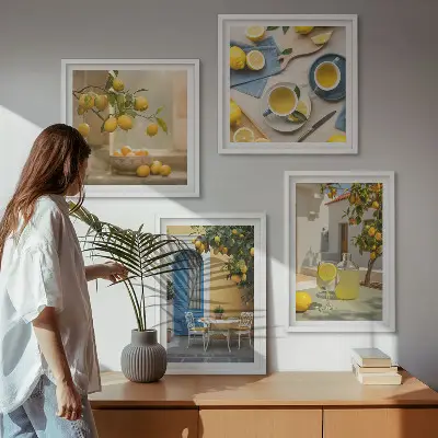 Multi-piece wall decor set lemons and lemonade with a blue door theme
