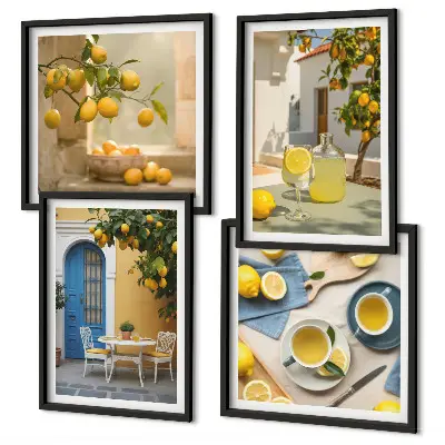 Multi-piece wall decor set lemons and lemonade with a blue door theme