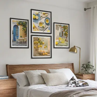 Multi-piece wall decor set lemons and lemonade with a blue door theme