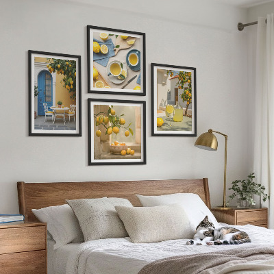 Multi-piece wall decor set Lemons lemonade blue door