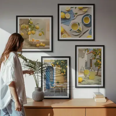 Multi-piece wall decor set lemons and lemonade with a blue door theme