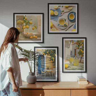 Multi-piece wall decor set Lemons lemonade blue door