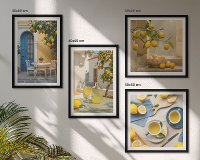 Multi-piece wall decor set Lemons lemonade blue door
