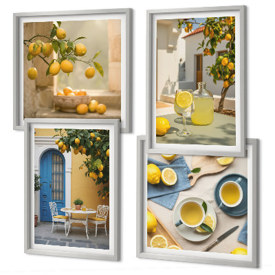 Multi-piece wall decor set Lemons lemonade blue door