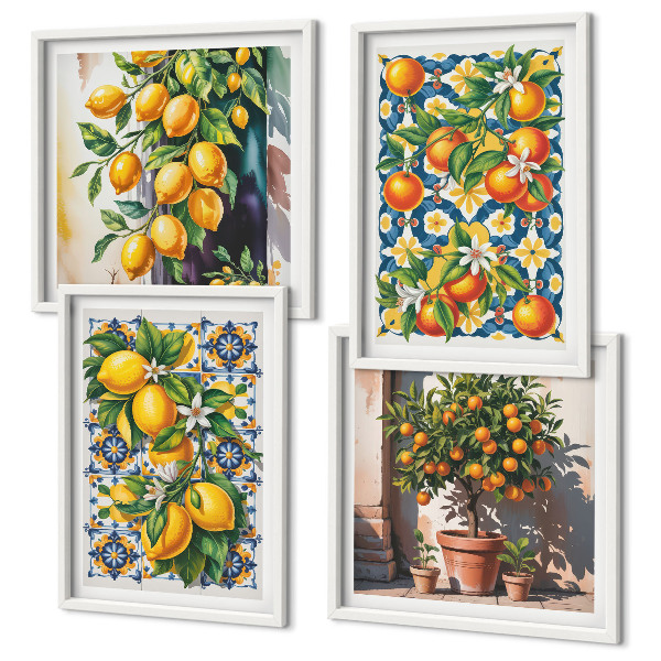 Wall art set Colorful abstract citrus fruits