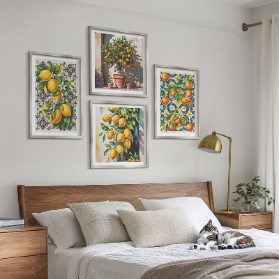 Wall art set Colorful abstract citrus fruits