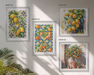 Wall art set Colorful abstract citrus fruits