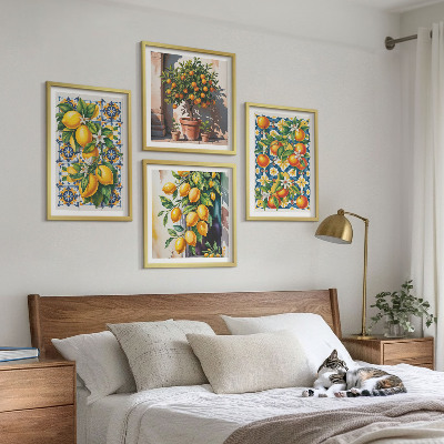 Wall art set Colorful abstract citrus fruits