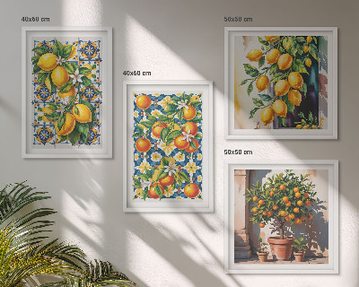 Wall art set Colorful abstract citrus fruits