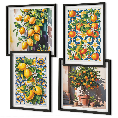 Wall art set Colorful abstract citrus fruits