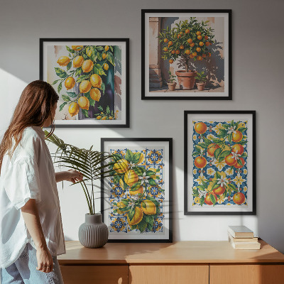 Wall art set Colorful abstract citrus fruits