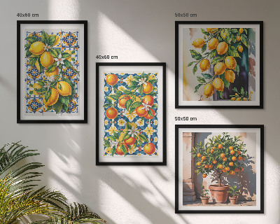 Wall art set Colorful abstract citrus fruits