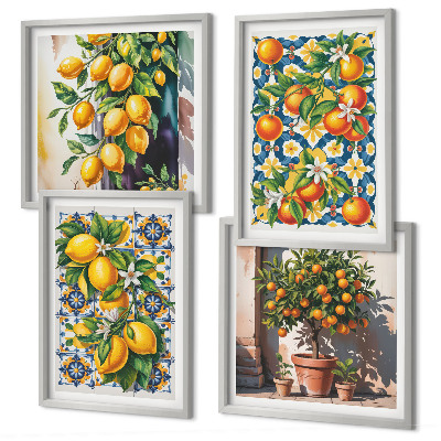 Wall art set Colorful abstract citrus fruits