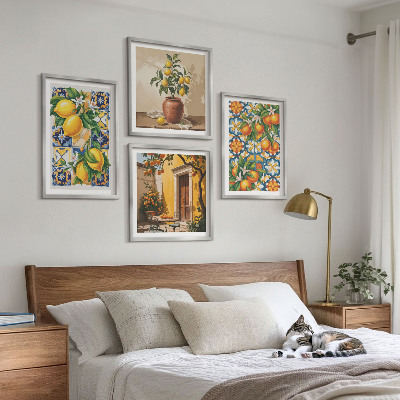 Multi-piece wall decor set Lemon orange flowers patterns
