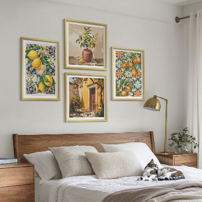 Multi-piece wall decor set Lemon orange flowers patterns