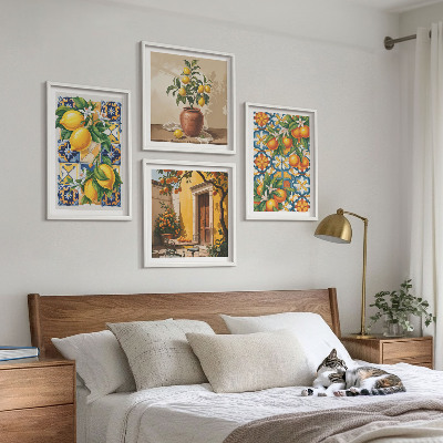 Multi-piece wall decor set Lemon orange flowers patterns