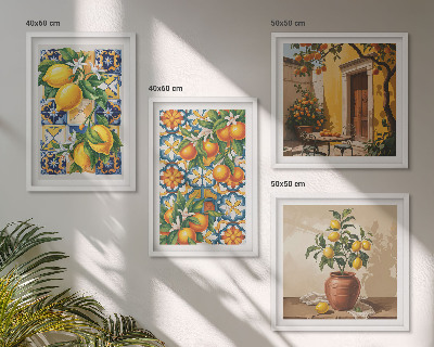 Multi-piece wall decor set Lemon orange flowers patterns