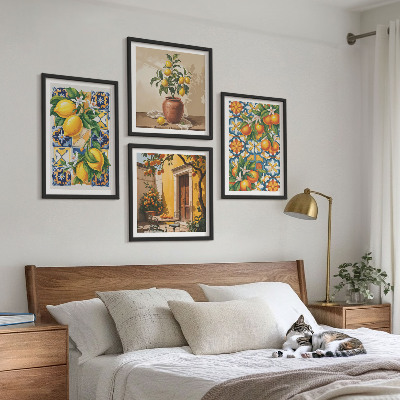 Multi-piece wall decor set Lemon orange flowers patterns