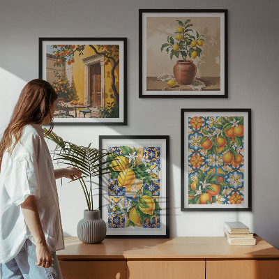 Multi-piece wall decor set Lemon orange flowers patterns