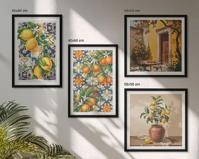 Multi-piece wall decor set lemon orange flower patterns