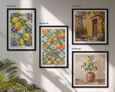 Multi-piece wall decor set Lemon orange flowers patterns