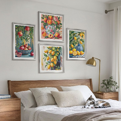 Set of 4 wall art pieces Fruit compositions
