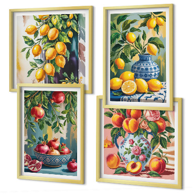 Set of 4 wall art pieces Fruit compositions