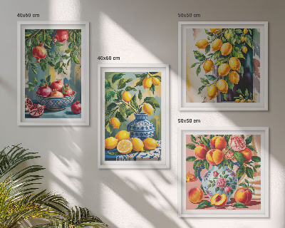 Set of 4 wall art pieces Fruit compositions