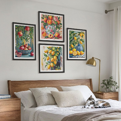 Set of 4 wall art pieces Fruit compositions