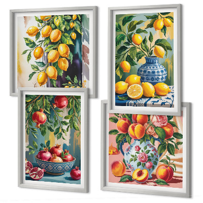 Set of 4 wall art pieces Fruit compositions