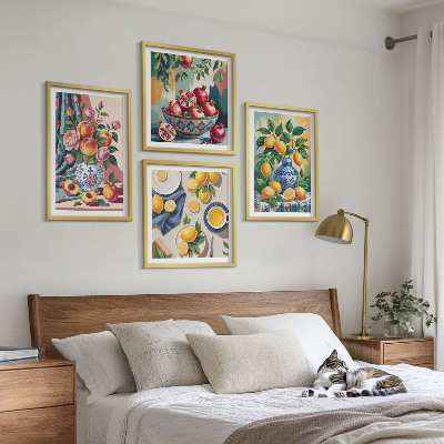 Wall art set Flowers and fruit in vases