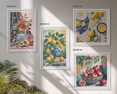 Wall art set Flowers and fruit in vases