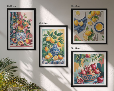 Wall art set Flowers and fruit in vases