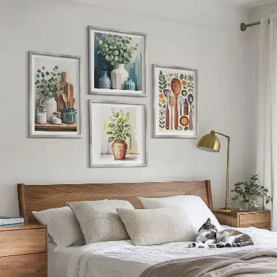 Plant-based kitchen wall art set of 4 pieces