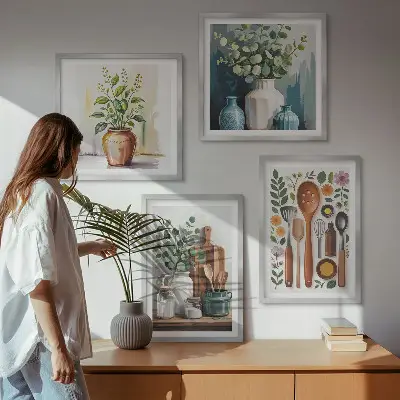 Plant-based kitchen wall art set of 4 pieces