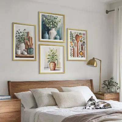 Plant-based kitchen wall art set of 4 pieces