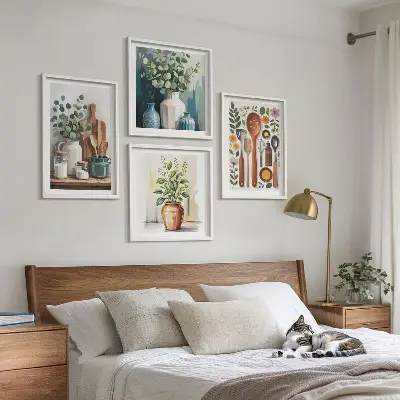 Plant-based kitchen wall art set of 4 pieces