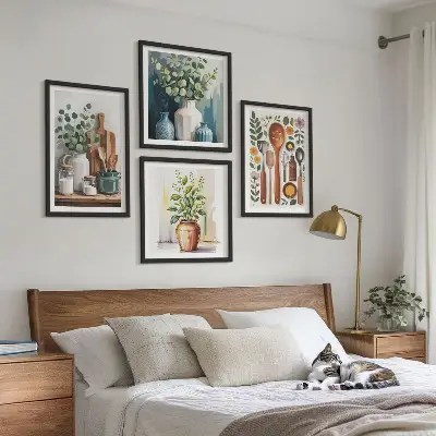 Plant-based kitchen wall art set of 4 pieces