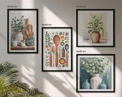 Plant-based kitchen wall art set of 4 pieces
