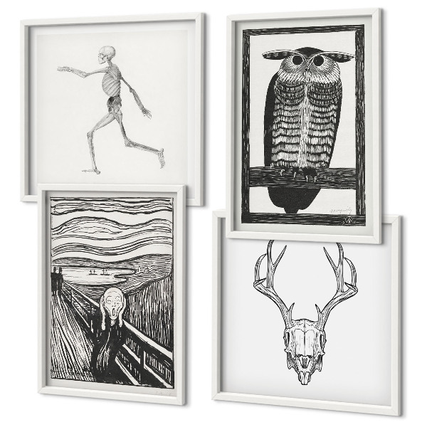 Multi-piece wall decor set Inspiration Scream Skull Owl